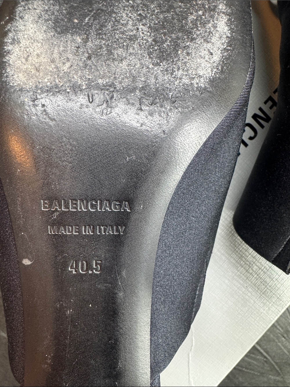 Balenciaga Black Satin Mules with Silver BB Emblem - Picture 5 of 6